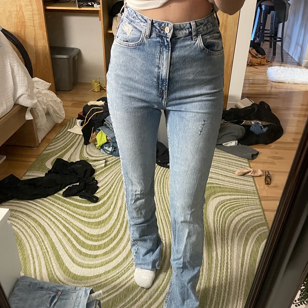 zara full length split hem jeans